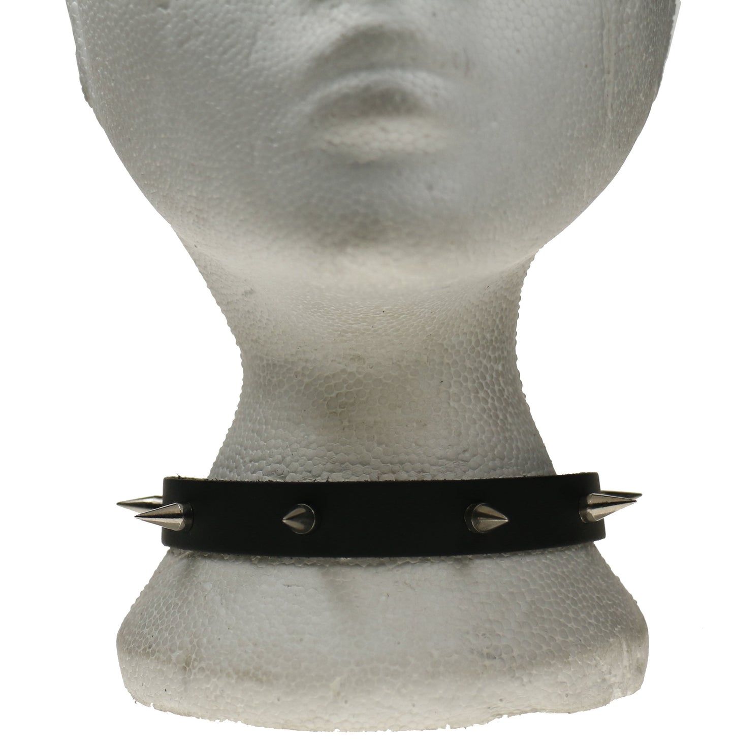NB247 1 Row Small Cone with Lip 7 Hole Black Leather Choker