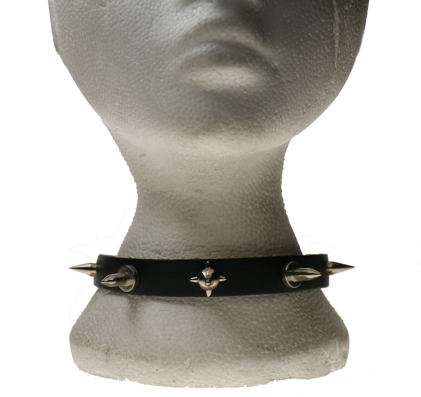 NB249 1 Row Mine Spike Centre, Medium Spike Lip/Base, Small Cone w/Lip 7 Hole Leather Choker