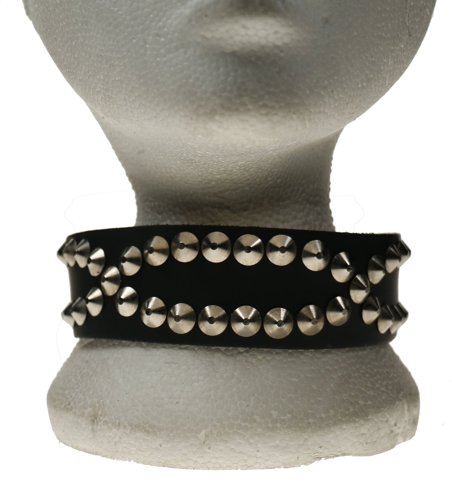 NB274 2 Row Oval Pattern Conical Leather Choker
