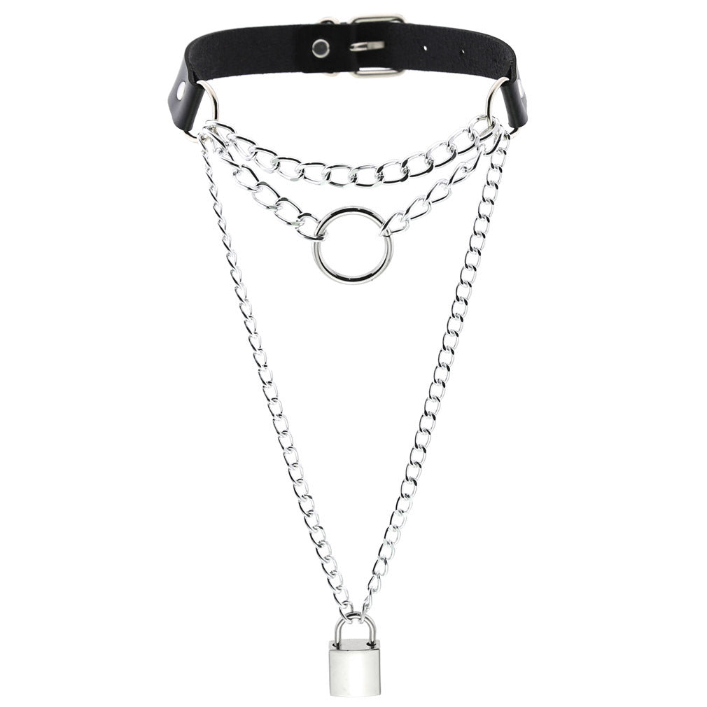 Hanging Lock Chain Vegan Neckband - VNB134