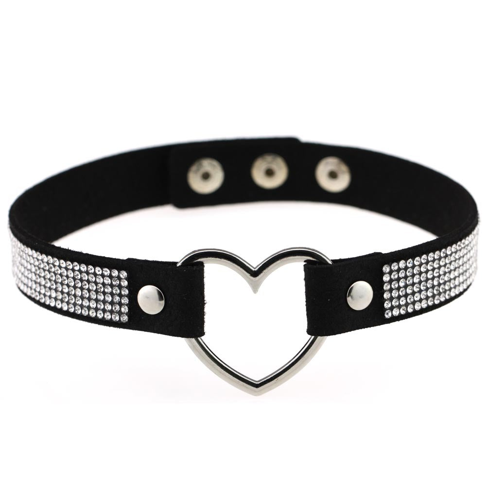 Heart Rhinestone Vegan Neckband - VNB163