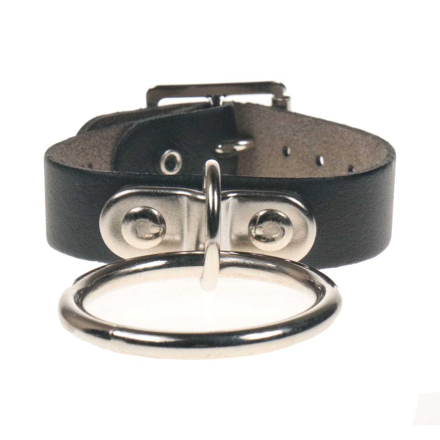 WB773 1 ROW WITH HANDLE PLATE AND LARGE RING LEATHER WRISTBAND