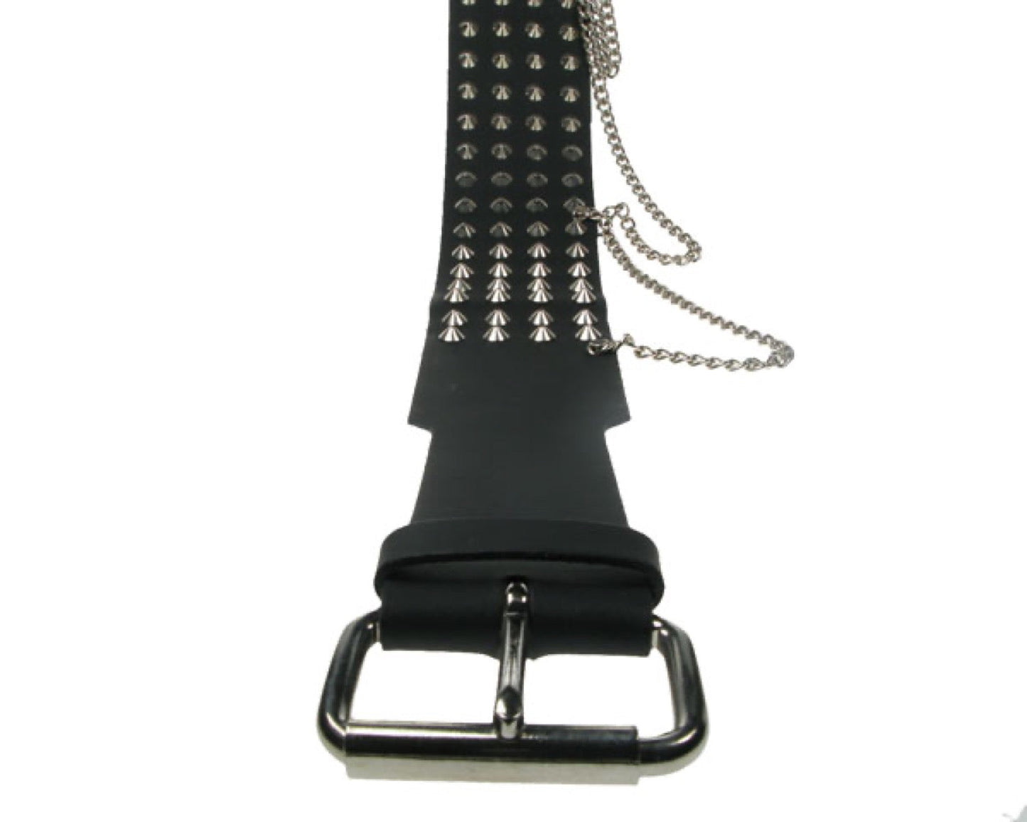 B016 - 64mm 4 Row Conical and Chain Leather Belt