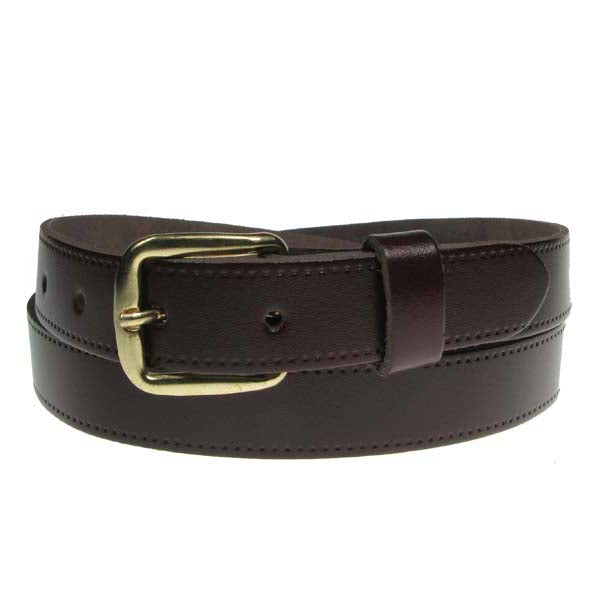 1" (25mm) Burgundy Leather Belt Gold Buckle