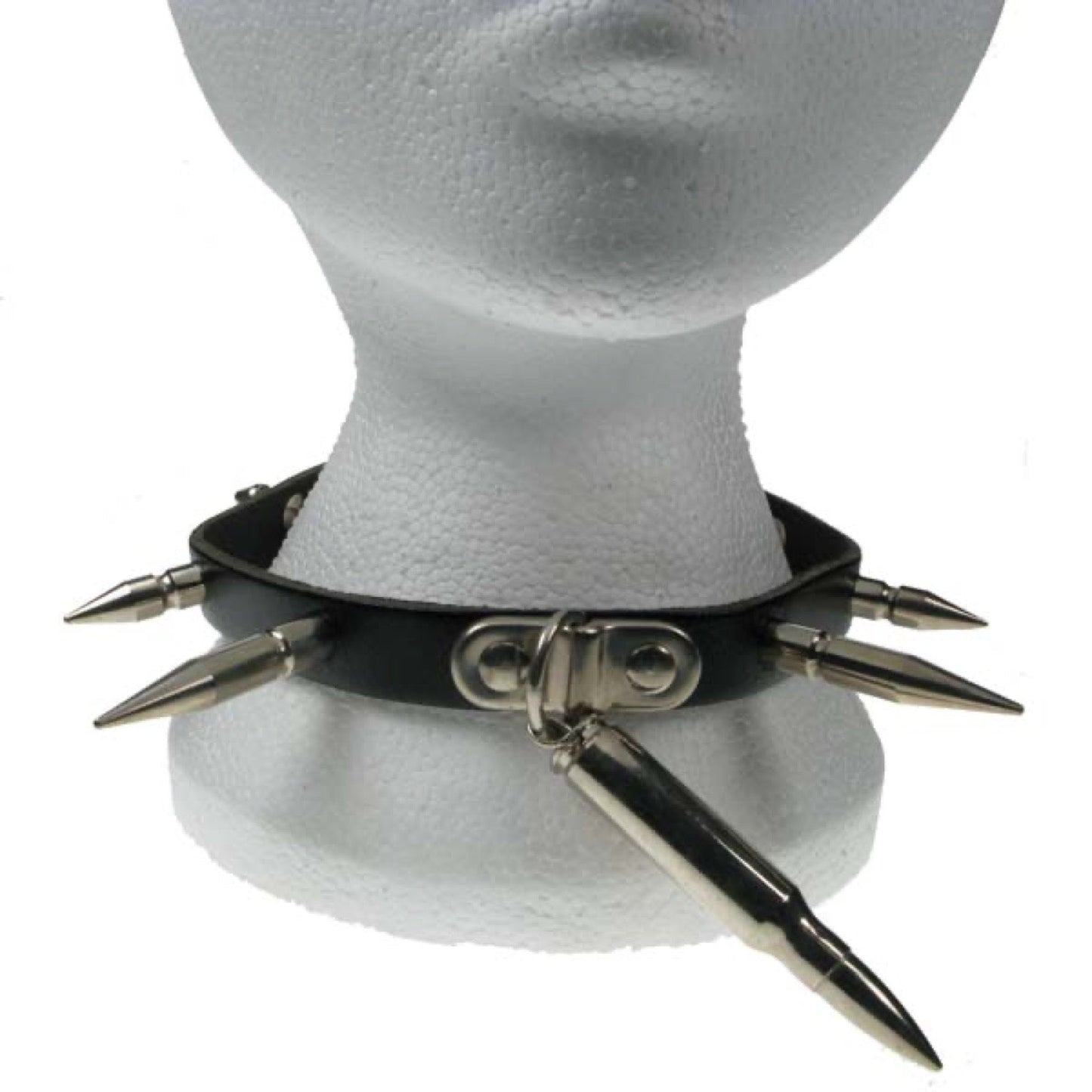 NB035 1 Row Large, Medium and Small Spike with Bullet Leather Choker