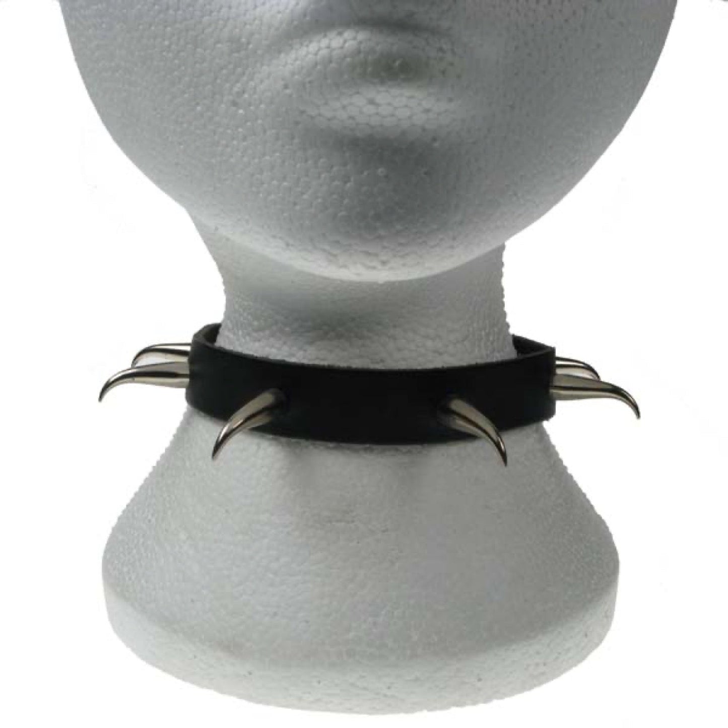 NB077 1 Row Small Tusk Leather Choker
