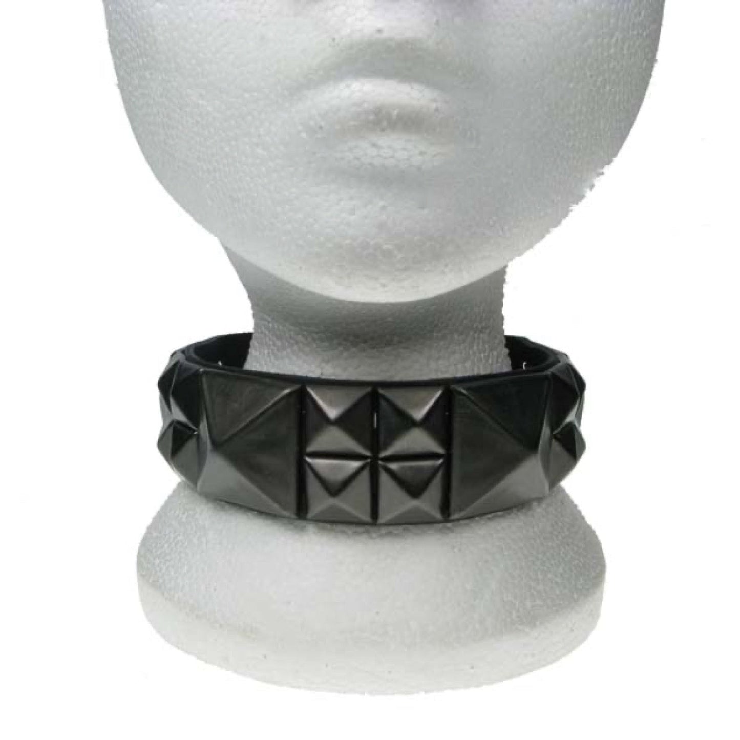NB160 2 Row width Large black Pyramid with 4 new black Pyramid Leather Choker