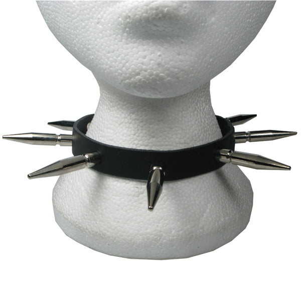 NB196 1 Row Large Spike Leather Choker Leather Choker