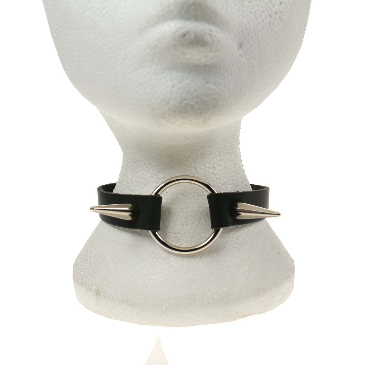 NB242 1 Row Ring with Medium Cone Leather Choker