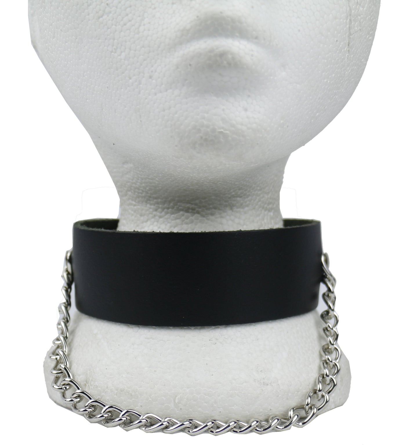 NB256 2 Row Hanging Chain Leather Choker