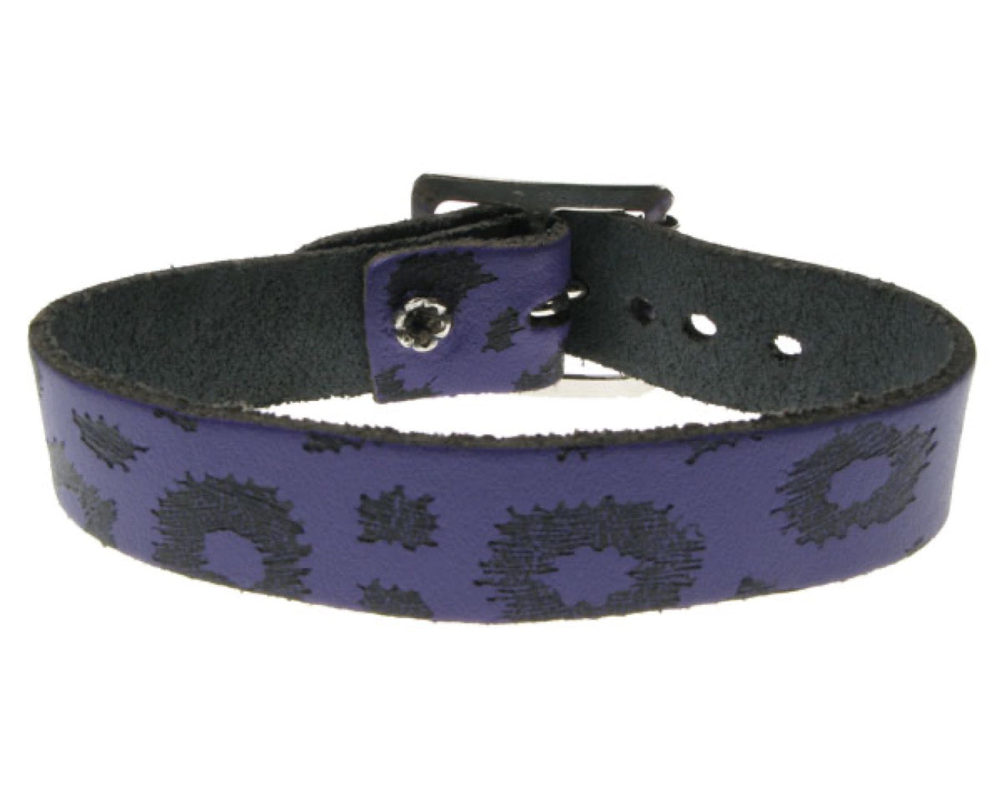 WB235 1 row leopard print Leather Wristband - Purple