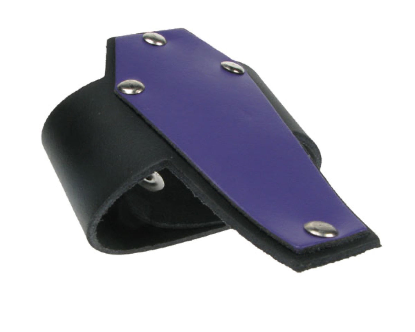 WB288 2 Row width - Coffin Leather Wristband (Buttoned) - Black/Purple