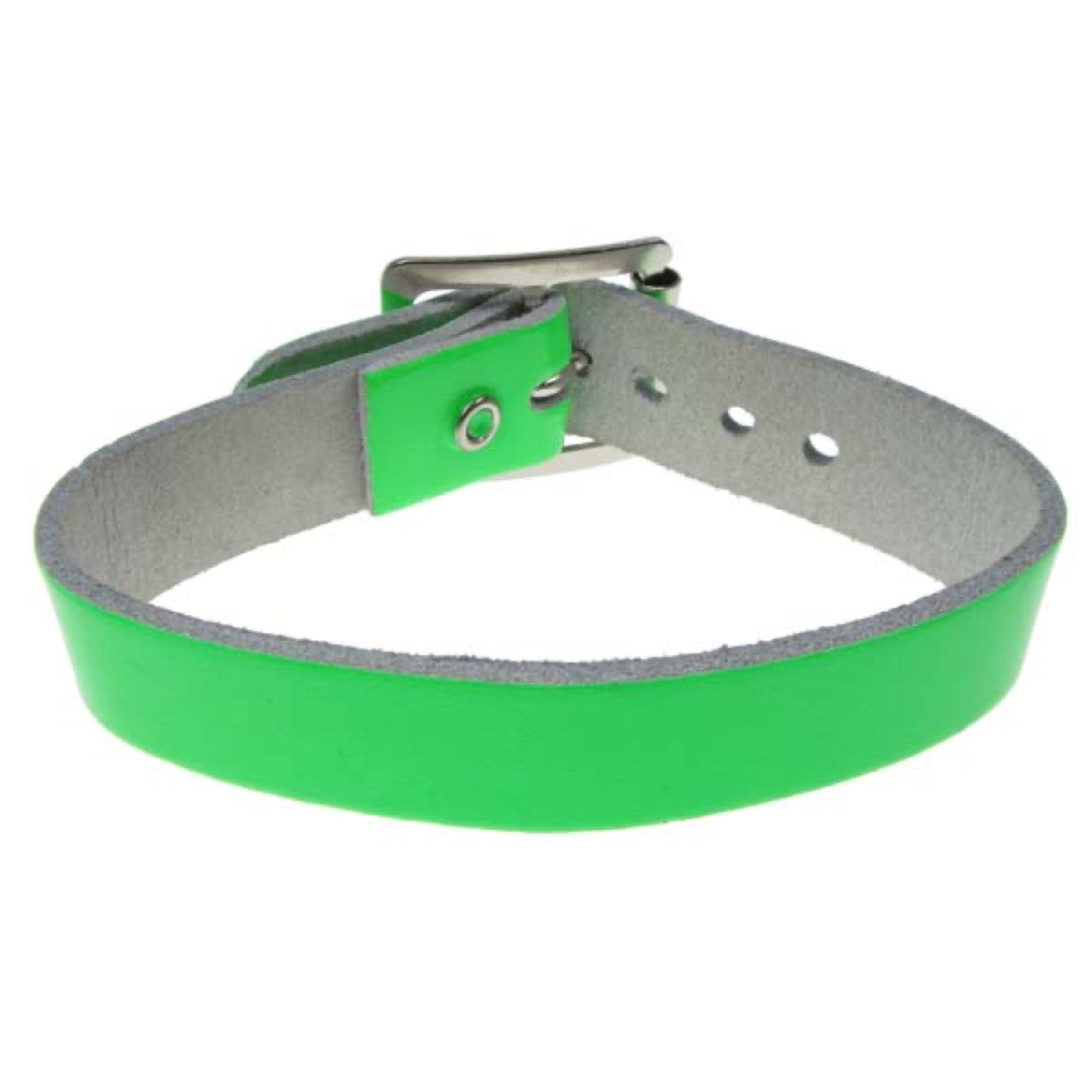 WB308 1 ROW PLAIN FLUORESCENT Leather Wristband - Green