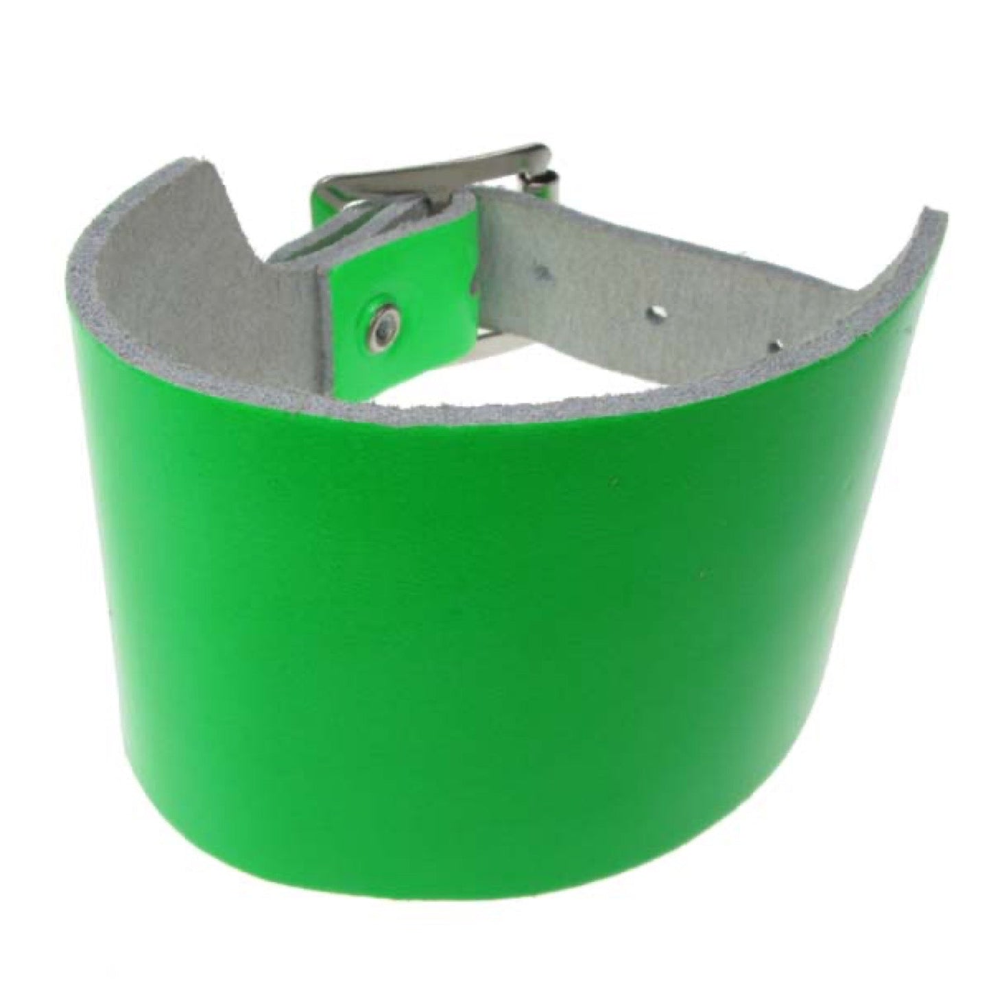 WB310B 3 ROW PLAIN FLUORESCENT Leather Wristband - Green