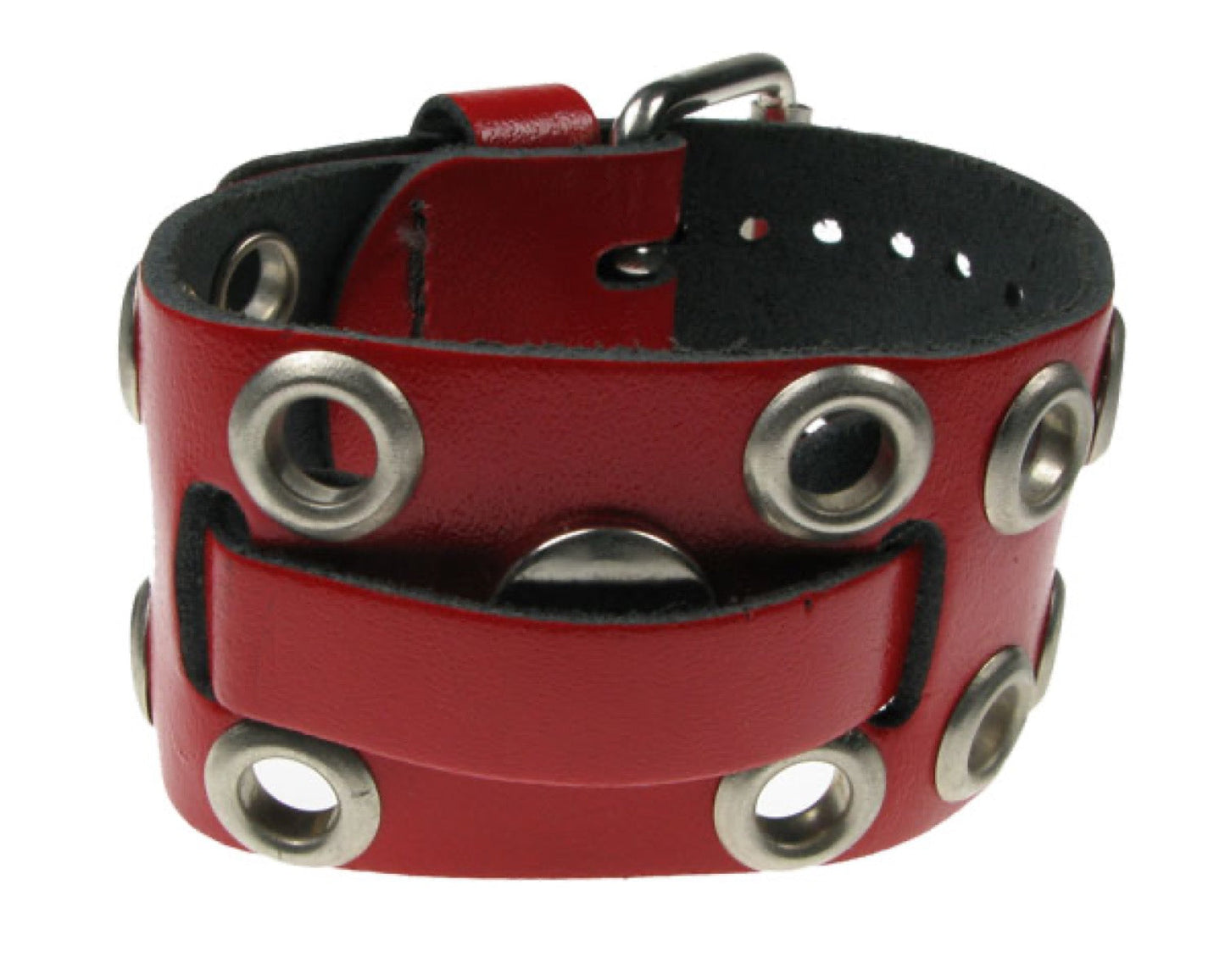 WB314 WATCH STRAP EYELET Leather Wristband - Red