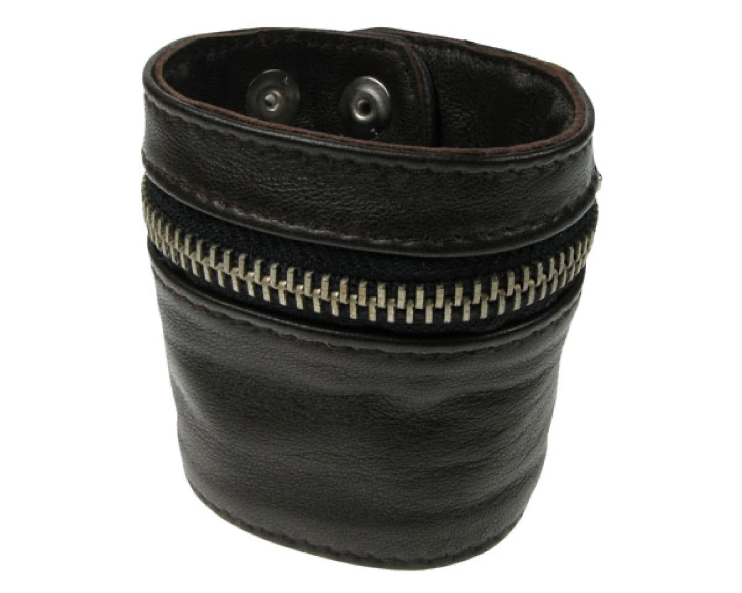 WB343 SOFT LEATHER, ZIP POCKET, BUTTONED Leather Wristband