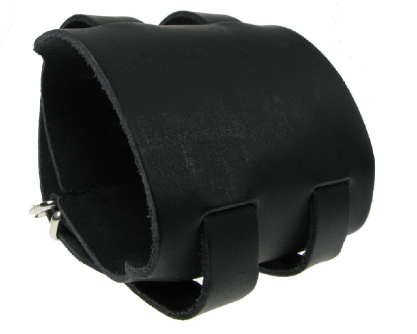 WB347 7 ROW PLAIN WRAP ROUND WB MATT Leather Wristband - Black