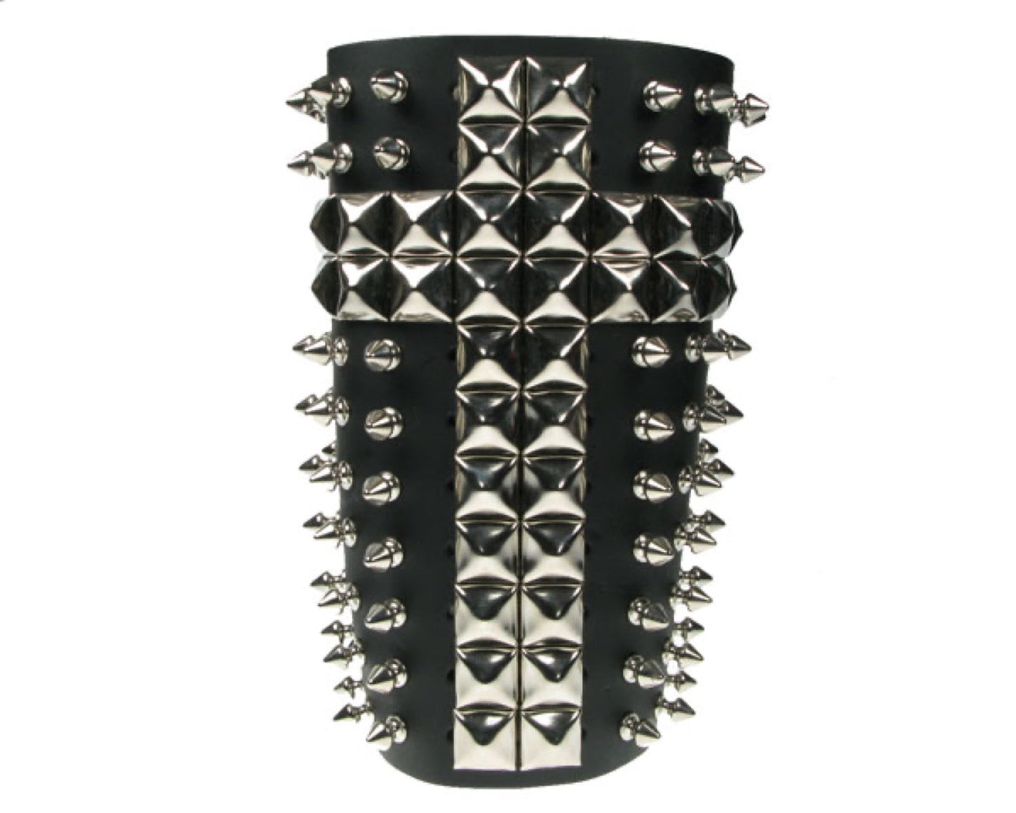 WB362 11 ROW PYRAMID AND WITH 2 ROW SPIKE ON TOPLEATHER ARMBAND LEATHER GAUNTLET LEATHER WRISTBAND