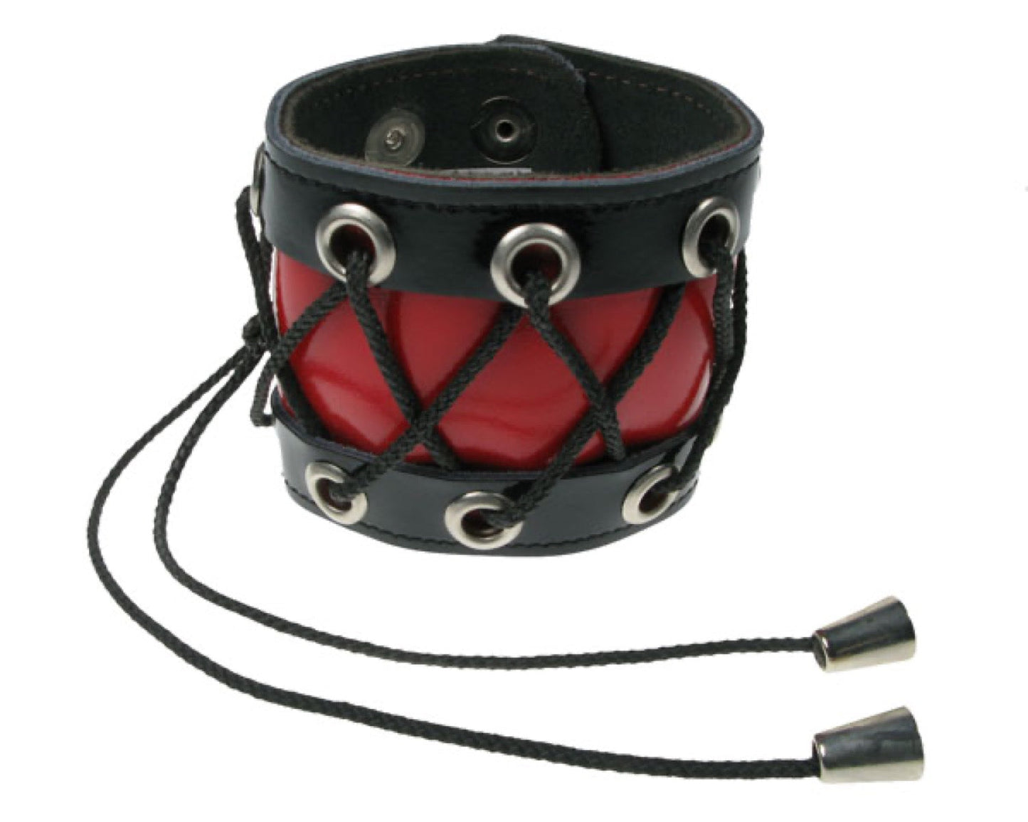 WB404 DOUBLE LAYER WB, LACED UP DESIGN Leather Wristband - Red Black