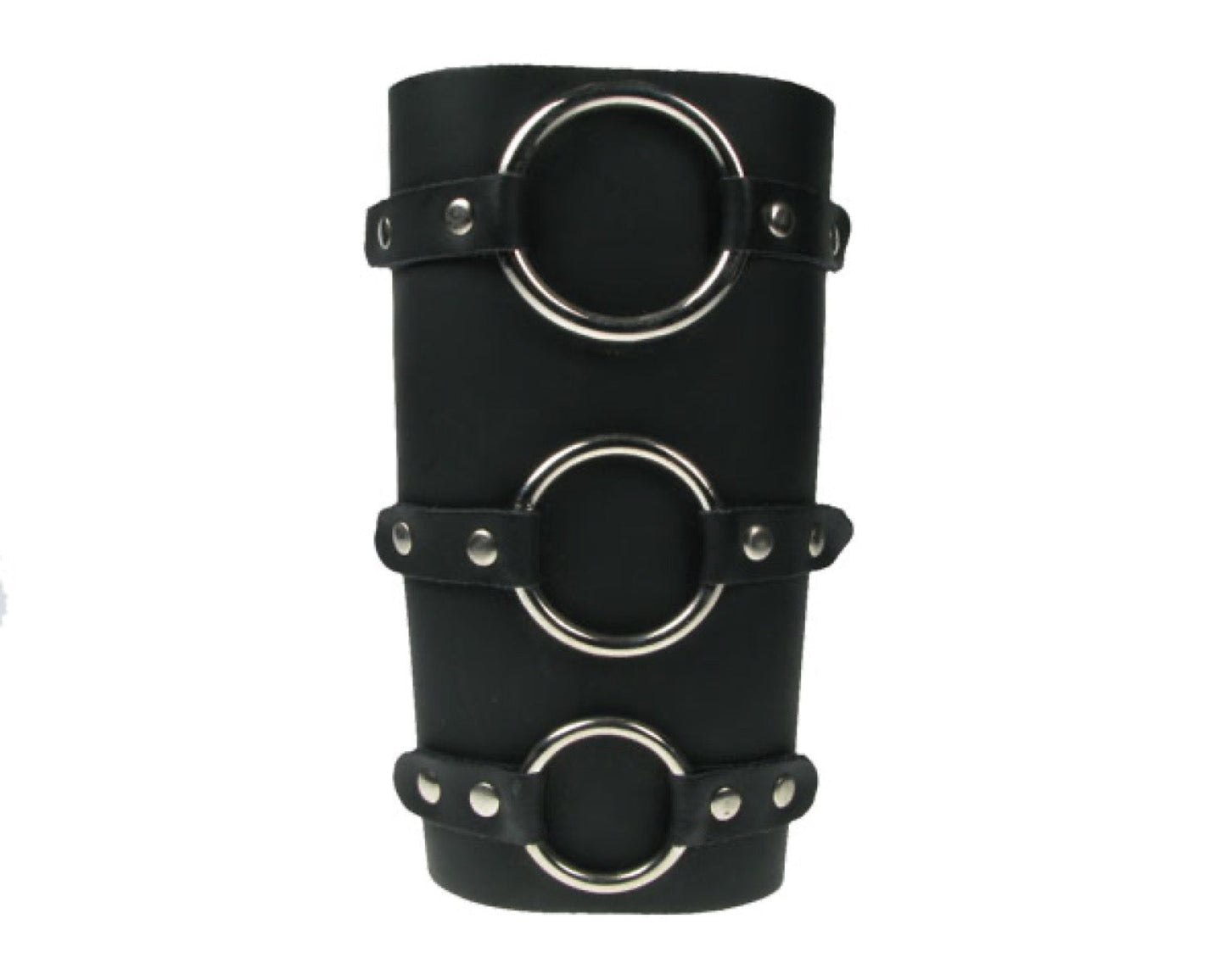 WB413 11 ROW WIDTH, SMALL, MEDIUM AND LARGE RING LEATHER ARMBAND/LEATHER GAUNTLET/LEATHER WRISTBAND