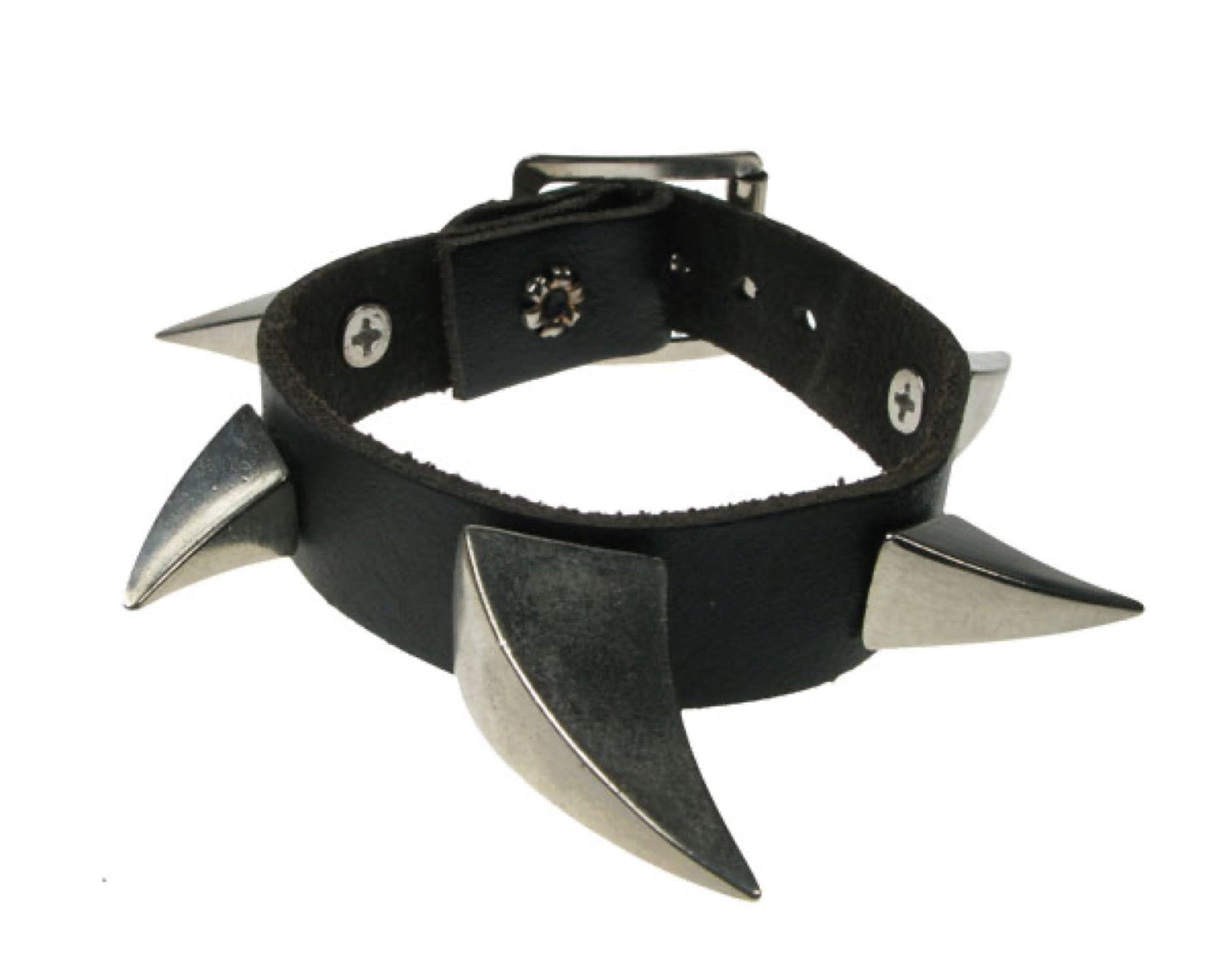 WB489 1 ROW Small and Medium CLAW WB Leather Wristband - Black