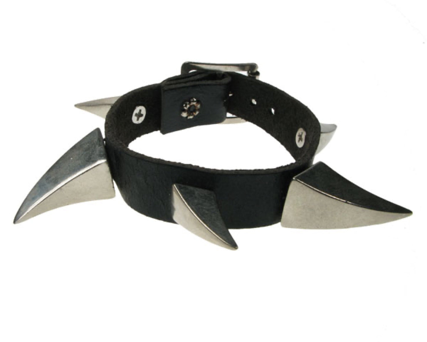 WB490 1 ROW Medium and Small CLAW WB Leather Wristband - Black