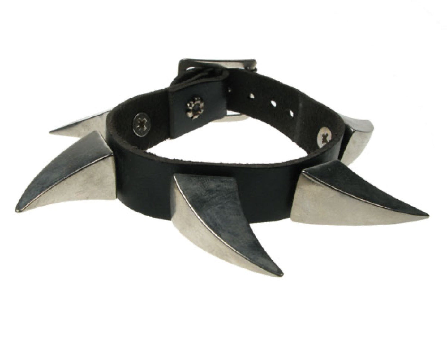 WB491 1 ROW MEDIUM CLAW WB Leather Wristband - Black