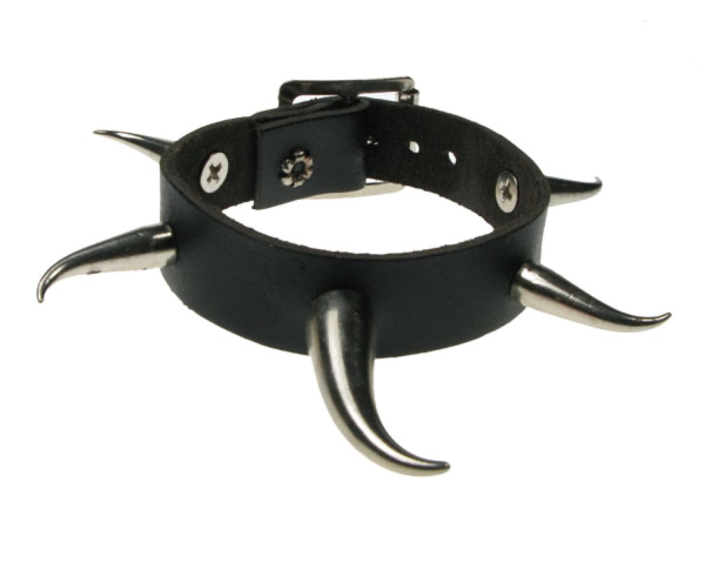 WB493 1 ROW Small and Medium TUSK Leather Wristband - Black