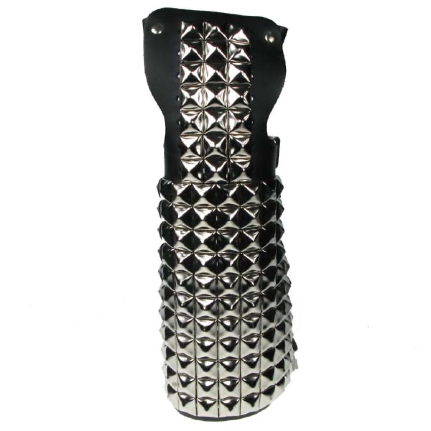 WB591 Pyramid gauntlet Leather Wristband - Black
