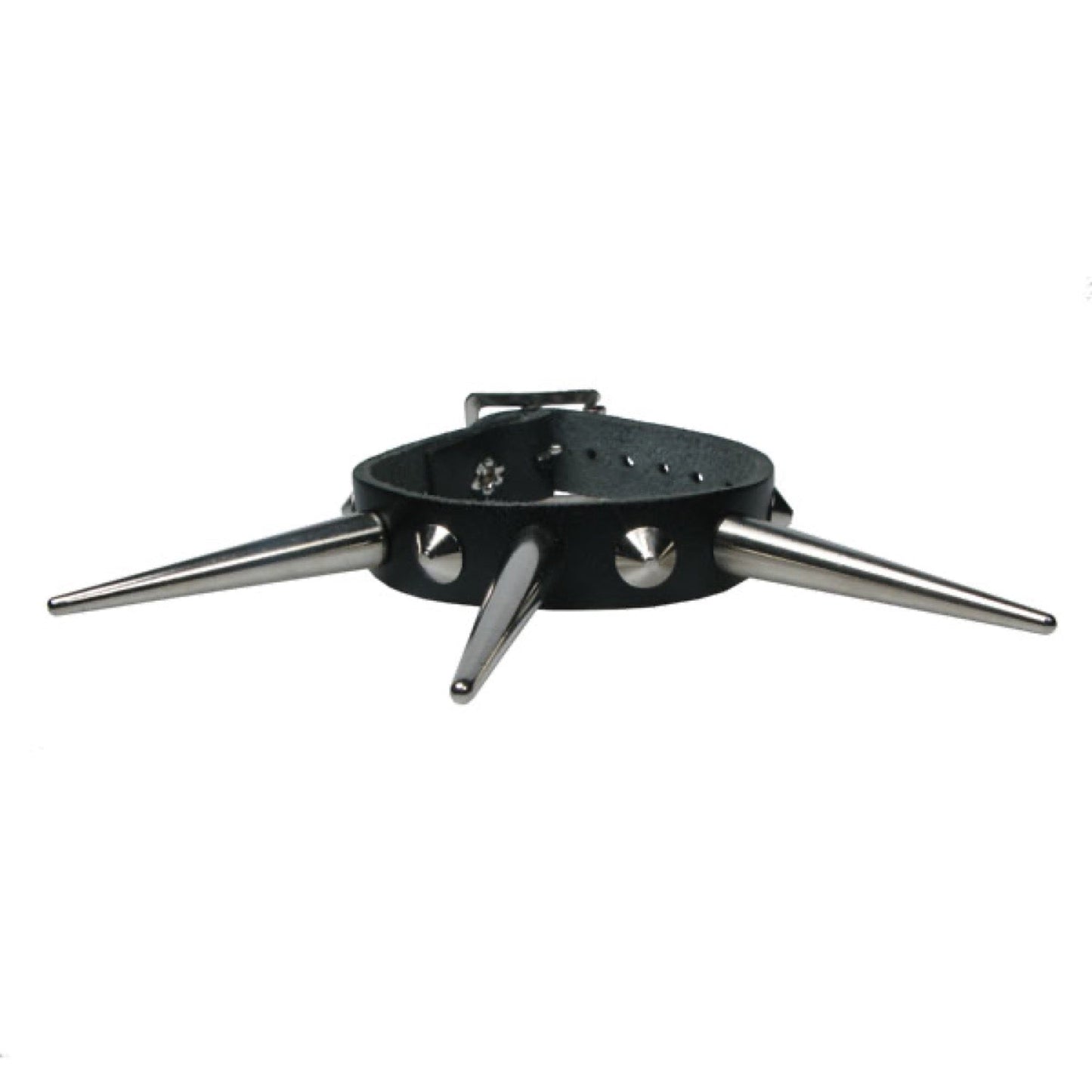 WB680 1 Row Conical and Large Cone - Black Leather Wristband