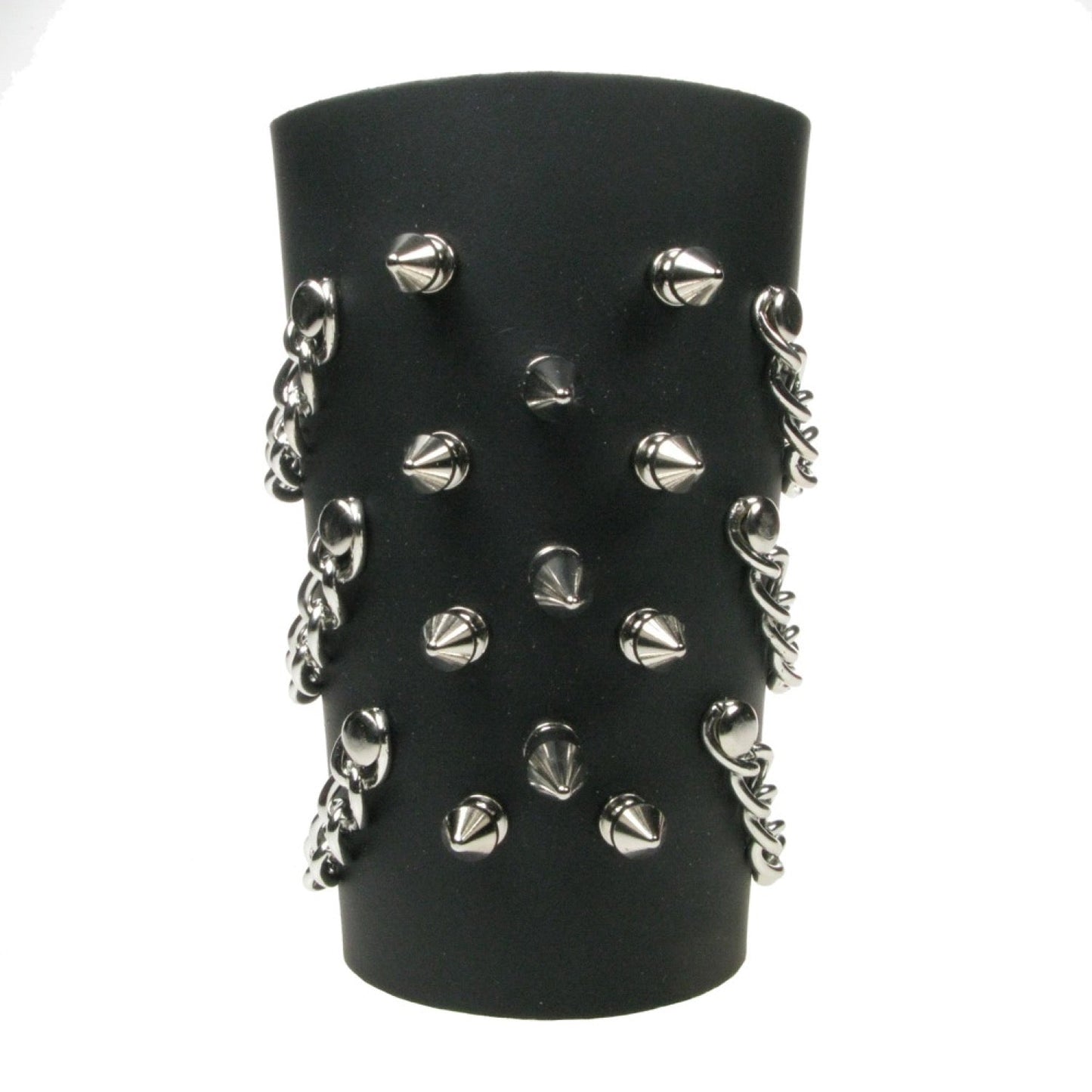 WB725 Spike and Chain Gauntlet Leather Wristband