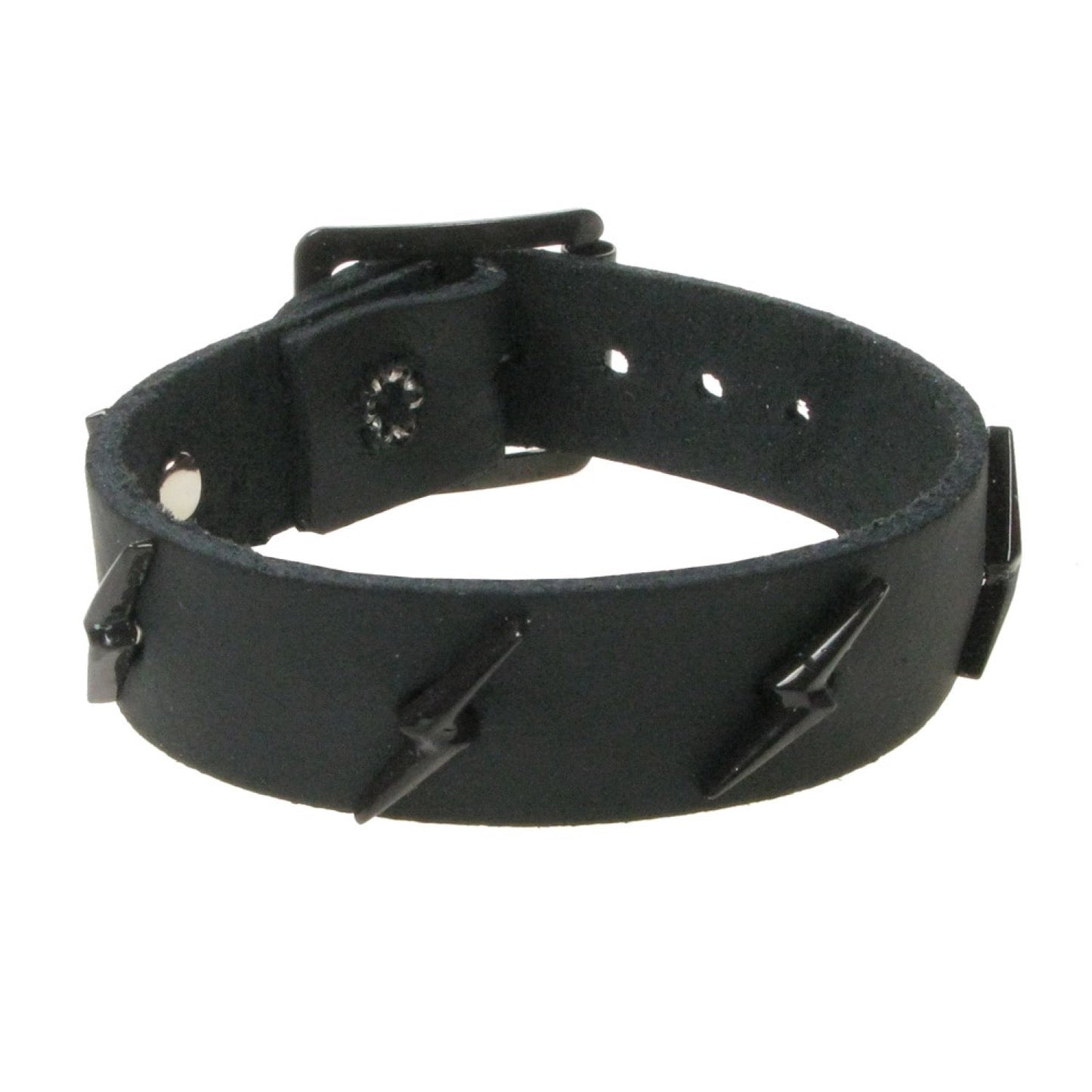 WB750 1 ROW LIGHTNING LEATHER WRISTBAND - BLACK Leather Wristband