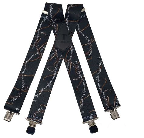 Barbedwire With Razorwire 2" Wide Suspenders Extra Strong Made in America