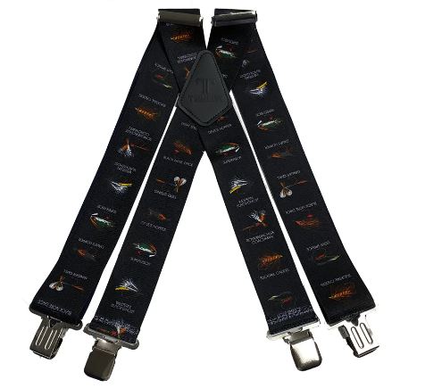 Fly Fisherman Black  2" Wide Suspenders Extra Strong Made in America