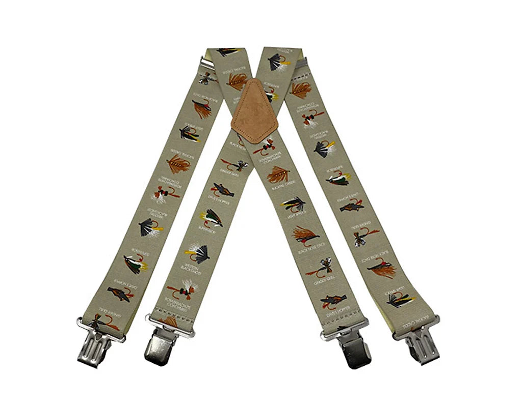 Fly Fisherman Khaki 2" Wide Suspenders Extra Strong Made in America