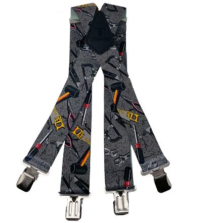 Hand Tools Work Grey 2" Wide Suspenders Extra Strong Made in America
