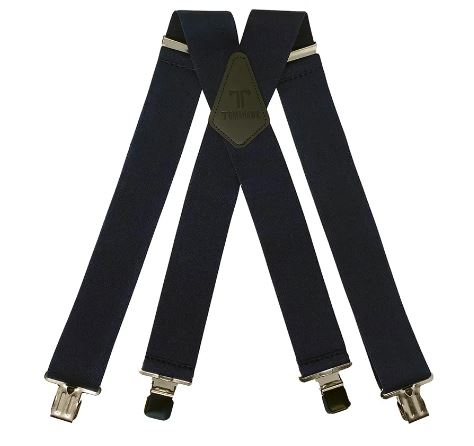 Navy Blue Plain 2" Wide Suspenders Extra Strong Made in America