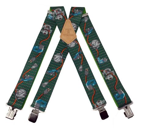 Power Tools Green 2" Wide Suspenders Extra Strong Made in America