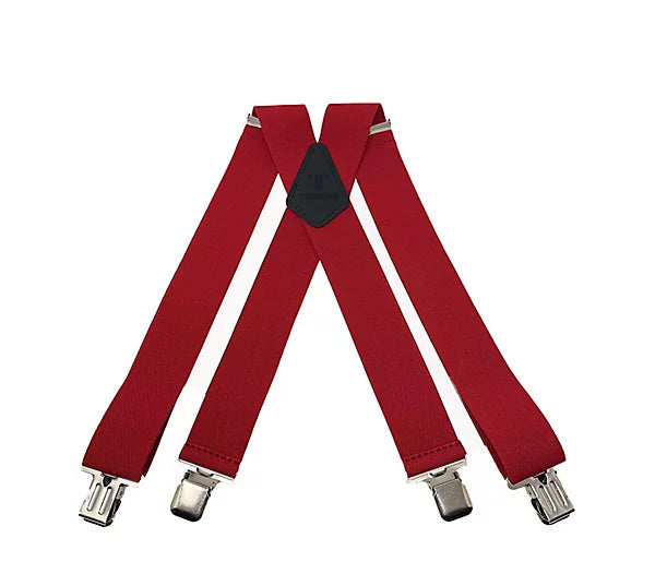 Red Plain  2" Wide Suspenders Extra Strong Made in America
