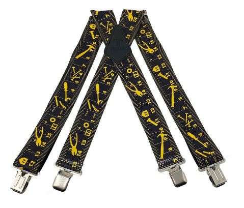Tape Measure Black Work 2" Wide Suspenders Extra Strong Made in America