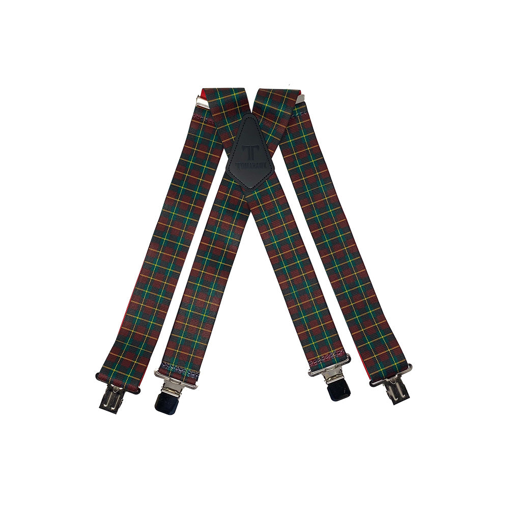 Tartan Red Plaid 2" Wide Suspenders Extra Strong Made in America