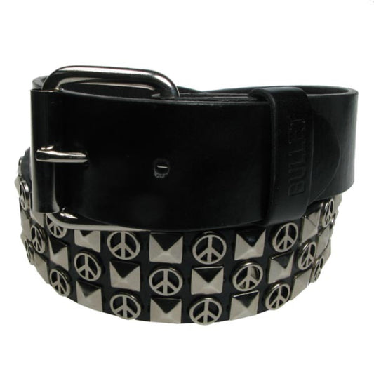 G0002C - 3 ROW SILVER/BLACK PYRAMID WITH PEACE