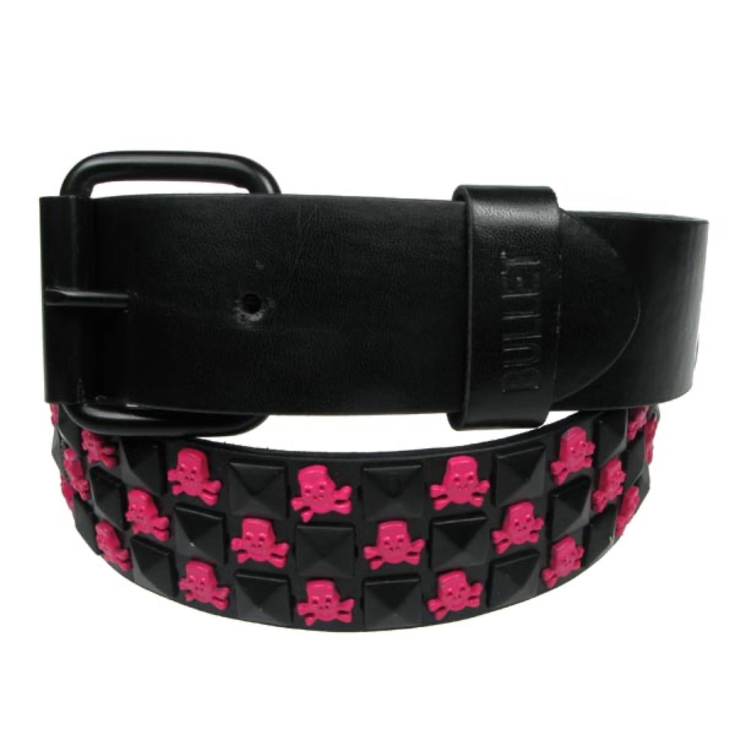 G0008B - 3 ROW PYRAMID WITH SKULL & CROSSBONE PINK/BLACK