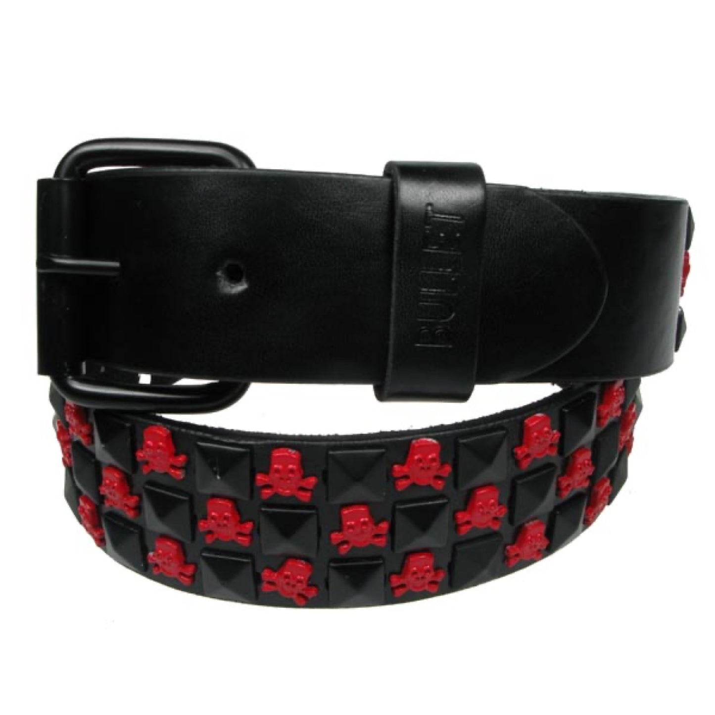 G0008C - 3 ROW PYRAMID WITH SKULL & CROSSBONE RED/BLACK