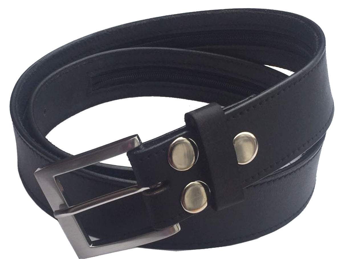 G0022 - LEATHER MONEY SECURITY ZIP HOLDER BELT