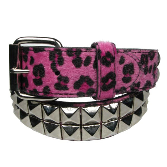 G0026 - 2 ROW PYRAMID PINK LEOPARD