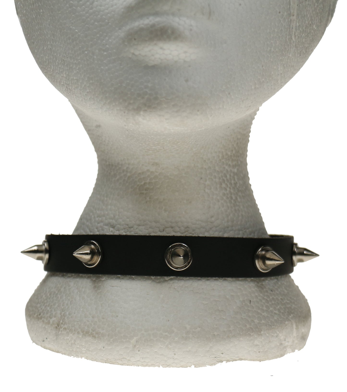 NB248 1 Row Small Cone with Lip/Base 7 Hole Black Leather Choker