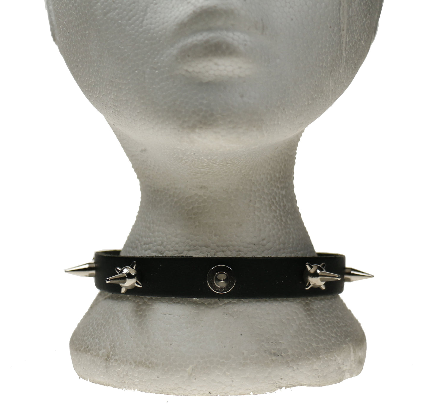 NB253 1 Row Medium Spike Lip/Base Centre,  Mine Spikes, Small cone with Lip 7 Hole Leather Choker
