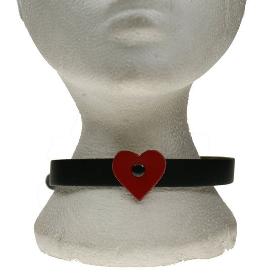 NB262 1 Row Red Heart Leather Choker