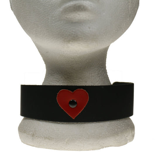 NB263 2 Row Red Heart Leather Choker